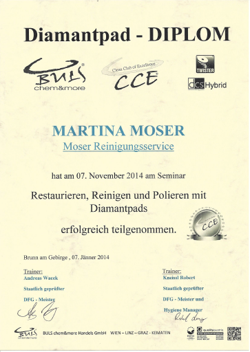 Diamantpad Diplom Martina Moser