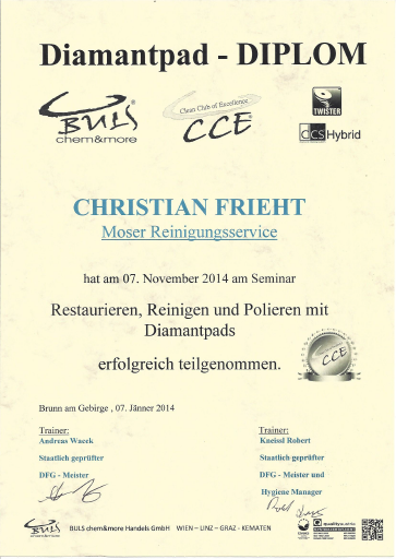 Diamantpad Diplom Christian Frieht